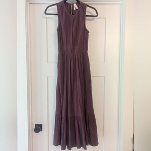 Pact Purple Ruffled Tiered Midi Dress